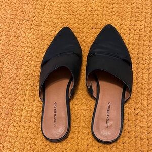 Lucky Brand Black Leather Women's Mules